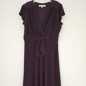 Cap Sleeve Purple Evan-Picone Knee-Length Evening Dress